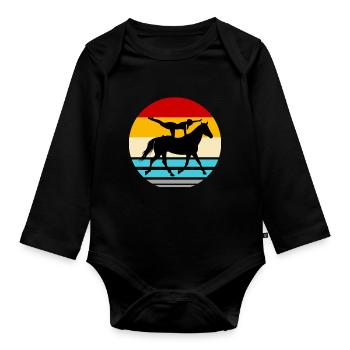 Voltige cheval équitation Courses De Gymnastique Acrobatie - Body Bébé bio manches longues - noir - Devant