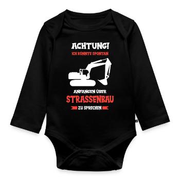 Straßenbau Strassenbauer Bauarbeiter Straßenbauer - Baby Bio-Langarm-Body - Schwarz - Vorne