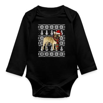 Santa Hat Noël Français Bulldog Ugly Noël - Body Bébé bio manches longues - noir - Devant