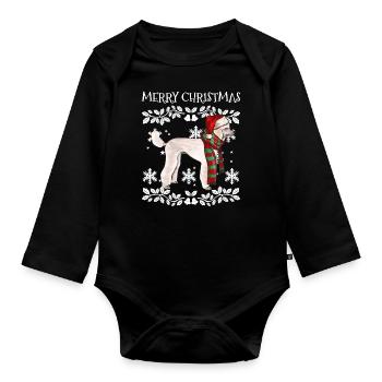 Joyeux Noël Ornement Caniche Noël Santa - Body Bébé bio manches longues - noir - Devant