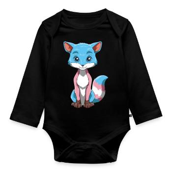 Doux renard transgenre - Body Bébé bio manches longues - noir - Devant