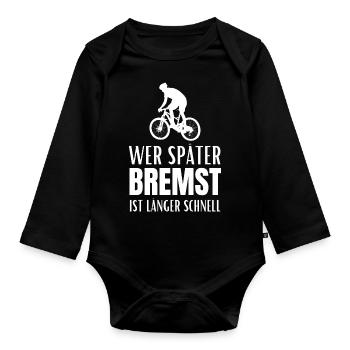 Lustiger Fahrrad Spruch Mountainbike - Baby Bio-Langarm-Body - Schwarz - Vorne