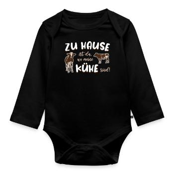 Zu Hause ist da wo meine Kühe sind - Baby Bio-Langarm-Body - Schwarz - Vorne