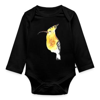 Wiedehopf Ornithologist - Organic Longsleeve Baby Bodysuit - black - Front