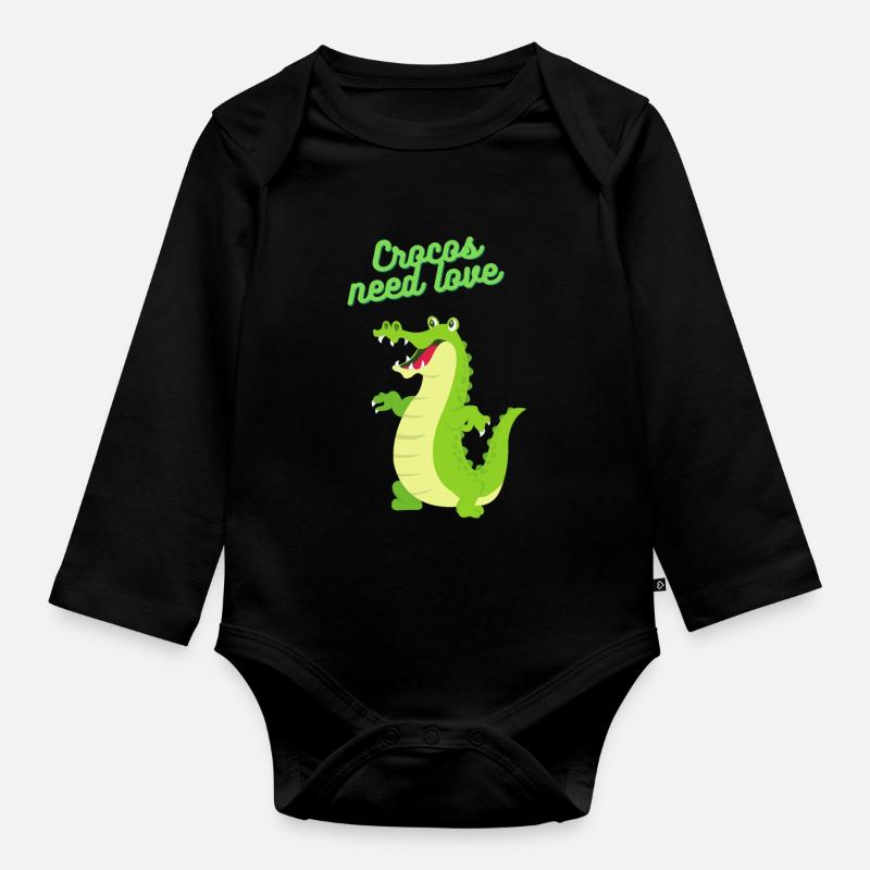 croco - Baby Bio-Langarm-Body - Schwarz
