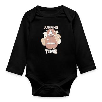 Jumping Time, Jumping Fitness - Organic Longsleeve Baby Bodysuit - black - Front