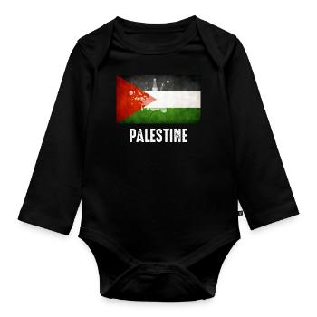 flag of Palestine - Baby Bio-Langarm-Body - Schwarz - Vorne