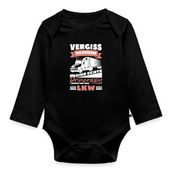 Lustiger Spruch LKW Fahrerin, Fernfahrer, Trucker - Baby Bio-Langarm-Body - Schwarz - Vorne