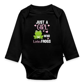 Juste une fille qui aime Frogs la grenouille - Body Bébé bio manches longues - noir - Devant