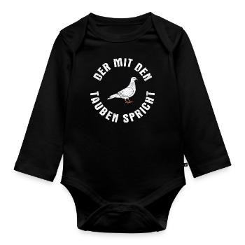 Taube Tauben Vogel - Baby Bio-Langarm-Body - Schwarz - Vorne
