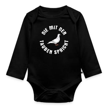 Taube Tauben Vogel - Baby Bio-Langarm-Body - Schwarz - Vorne