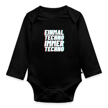 Techno electro Musik club rave geschen - Baby Bio-Langarm-Body - Schwarz - Vorne