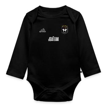 JGA - Trikot - JGA TEAM - Weiße Schrift - Baby Bio-Langarm-Body - Schwarz - Vorne