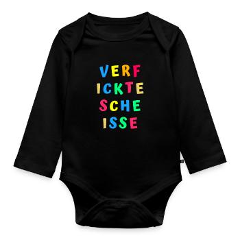 Beleidigung scheiße vulgär gemein lustig humor - Baby Bio-Langarm-Body - Schwarz - Vorne