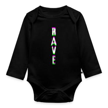 Techno Rave trance party house bass gift - Organic Longsleeve Baby Bodysuit - black - Front