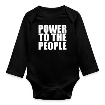 Power to the people - Organic Longsleeve Baby Bodysuit - black - Front