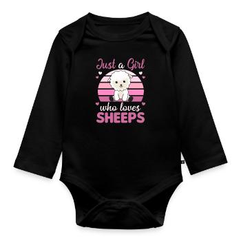 Juste une fille qui aime les moutons - doux mouton - Body Bébé bio manches longues - noir - Devant
