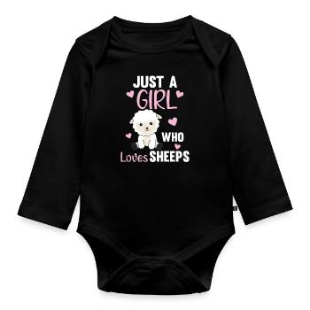 Juste une fille qui aime les moutons - doux mouton - Body Bébé bio manches longues - noir - Devant