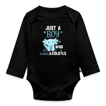 Axolotl Liebhaber süße Tiere für Jungen blau - Baby Bio-Langarm-Body - Schwarz - Vorne