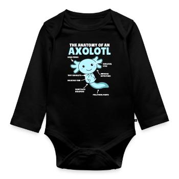 Axolotl Explanation Anatomy of an Axolotl - Organic Longsleeve Baby Bodysuit - black - Front