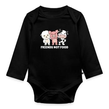 Friends not food vegan mouton vache - Body Bébé bio manches longues - noir - Devant