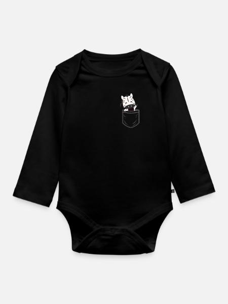 Zebra in Tasche süße Zebras in Brusttasche - Baby Bio-Langarm-Body - Schwarz