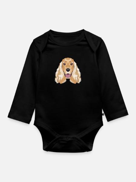 Lächelnder English Cocker Spaniel - Baby Bio-Langarm-Body - Schwarz
