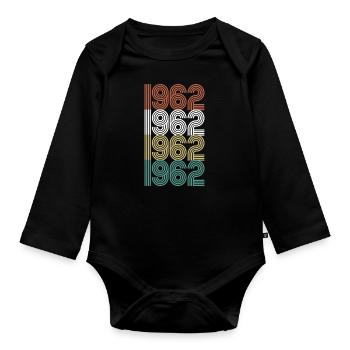 1962 Personalized Christmas Anniversary Gift - Organic Longsleeve Baby Bodysuit - black - Front