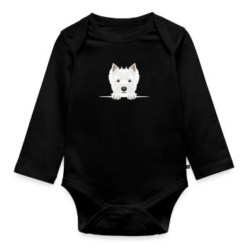 Lächelnder West Highland White Terrier - Baby Bio-Langarm-Body - Schwarz - Vorne