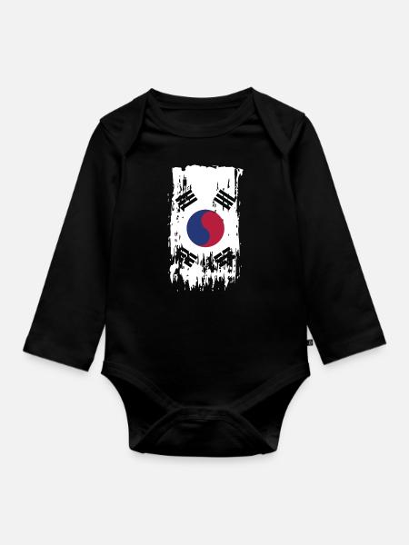 South Korea South Korea South Korea - Organic Longsleeve Baby Bodysuit - black