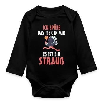 Strauß - Baby Bio-Langarm-Body - Schwarz - Vorne