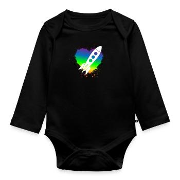 Gay Rocket Owner - Homosexual Rainbow Flag Edition - Baby Bio-Langarm-Body - Schwarz - Vorne