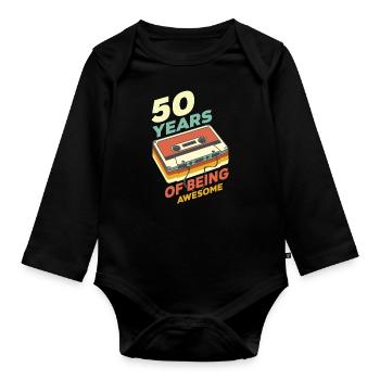 50 Years Awesome - Baby Bio-Langarm-Body - Schwarz - Vorne