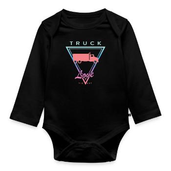 Vintage Truck Love - Organic Longsleeve Baby Bodysuit - black - Front