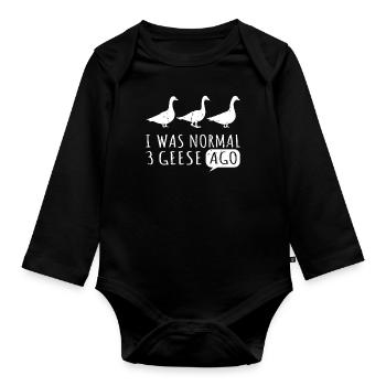 Geese Bird Christmas Goose, Christmas Flies, Z - Organic Longsleeve Baby Bodysuit - black - Front