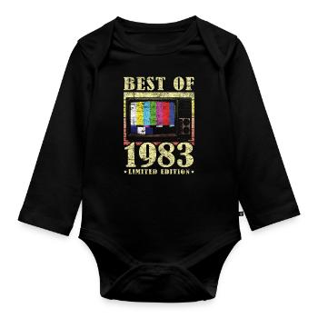 Best Of 1983 Retro TV - Baby Bio-Langarm-Body - Schwarz - Vorne