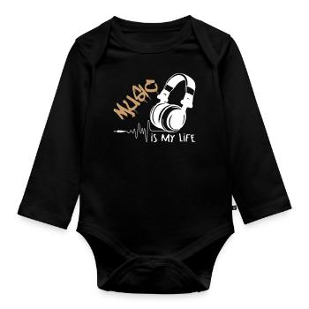 Music Is My Life - Baby Bio-Langarm-Body - Schwarz - Vorne