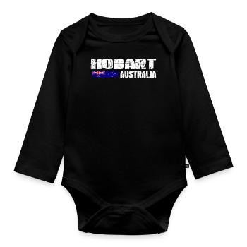 HOBART - Tasmania - AUSTRALIA - Organic Longsleeve Baby Bodysuit - black - Front