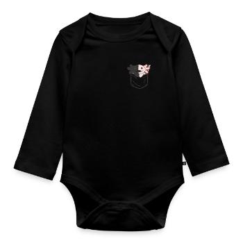 Axolotl en poche axolotls sucrés en poche poitrine - Body Bébé bio manches longues - noir - Devant