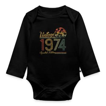Vintage 1974 Limited Edition - Baby Bio-Langarm-Body - Schwarz - Vorne