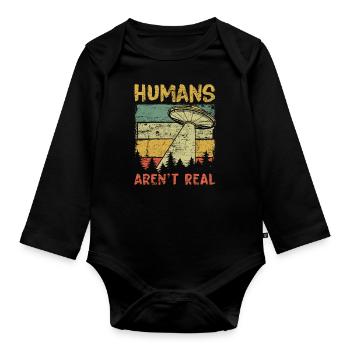 Les humains ne sont pas de vrais extraterrestres existent - Body Bébé bio manches longues - noir - Devant