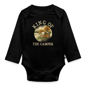 King Of The Camper Travel Caravan RV - Baby Bio-Langarm-Body - Schwarz - Vorne