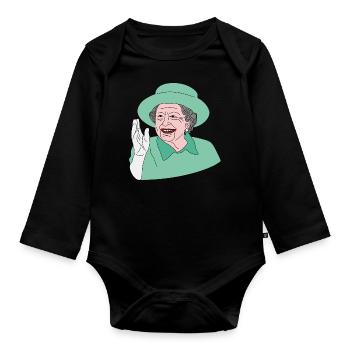 Notre Majesté la reine Elizabeth II. - Body Bébé bio manches longues - noir - Devant