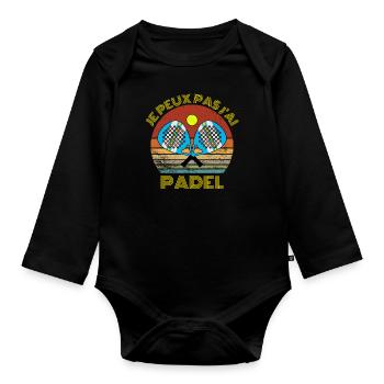 JE PEUX PAS j AI PADEL SUNSET - Body Bébé bio manches longues - noir - Devant