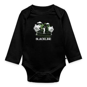 Slackline, Balance Sport - Organic Longsleeve Baby Bodysuit - black - Front