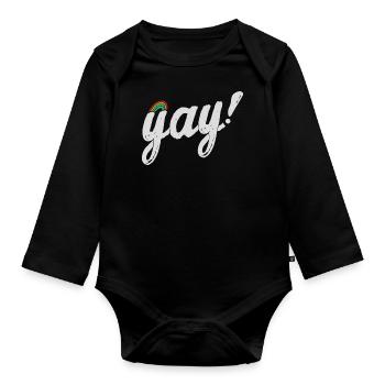 Yay Schwul - Baby Bio-Langarm-Body - Schwarz - Vorne