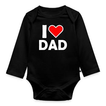 I love dad - Body Bébé bio manches longues - noir - Devant