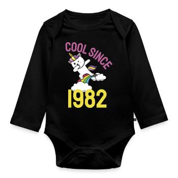 Cool depuis 1982 Dabbing chat 40ème anniversaire - Body Bébé bio manches longues - noir - Devant