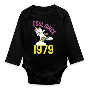 Cool seit 1979 Dabbing Katze 43. Geburtstag - Baby Bio-Langarm-Body - Schwarz - Vorne