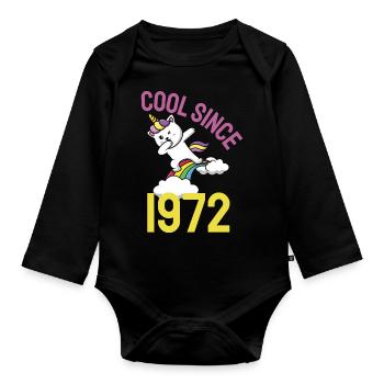 Cool depuis 1972 Dabbing chat 50ème anniversaire - Body Bébé bio manches longues - noir - Devant